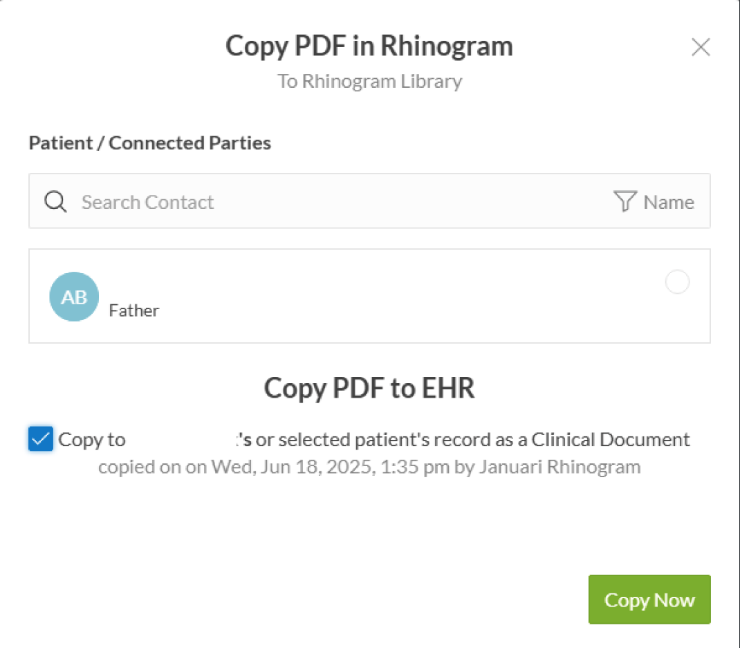 Copy PDF to EHR window