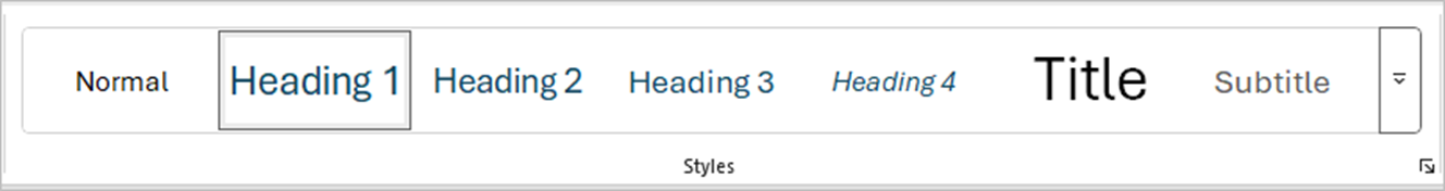 Heading Ribbon in Microsoft Word